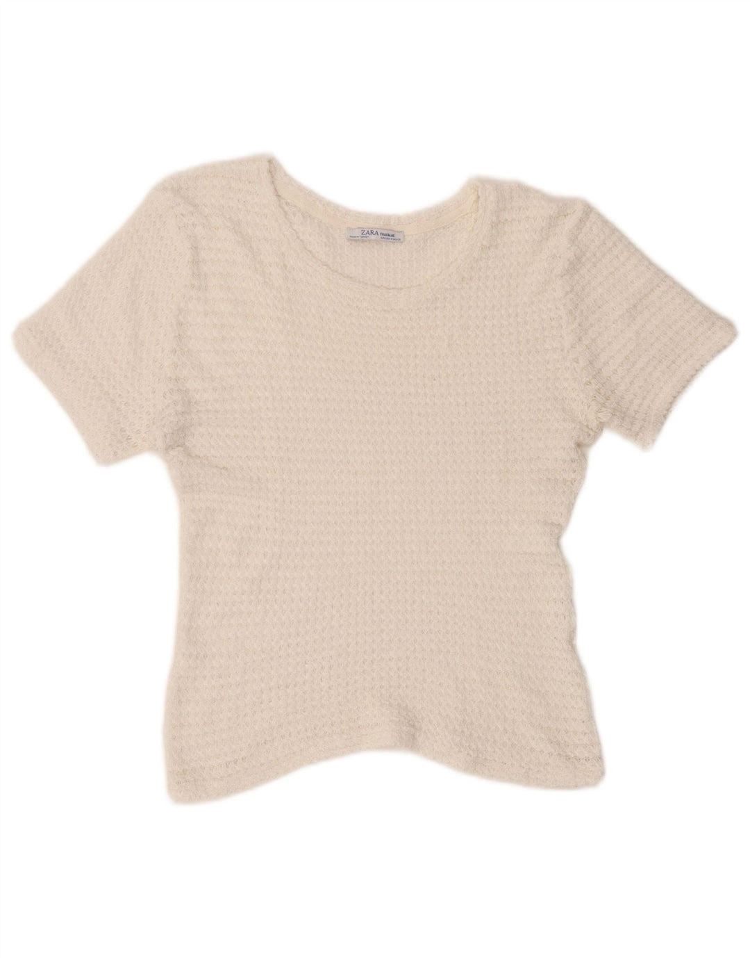 Top Zara Trafaluc in maglia da donna, camicetta UK 14, bianco medio