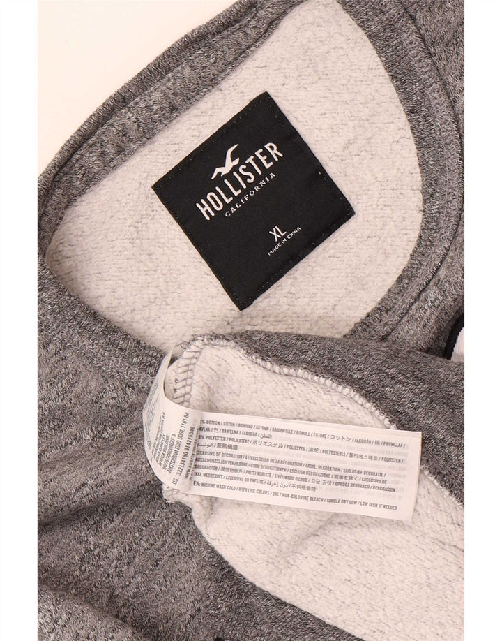 Felpa grafica da uomo Hollister Jumper XL in cotone grigio