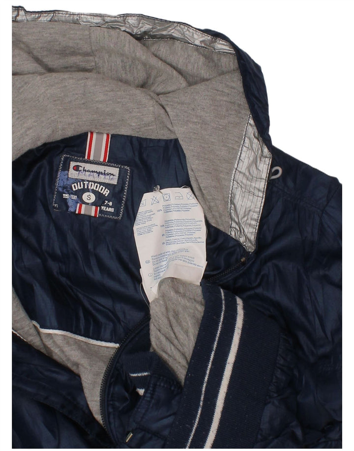 Giacca antipioggia con cappuccio Champion per ragazzi 7-8 anni, piccola, in poliestere blu navy