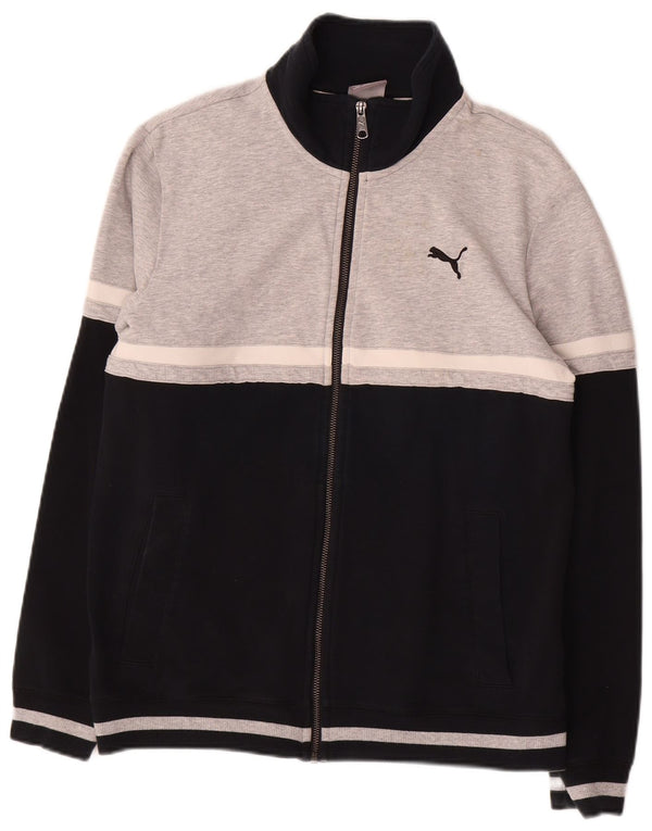 Giacca da ginnastica da uomo PUMA piccola in cotone color block grigio