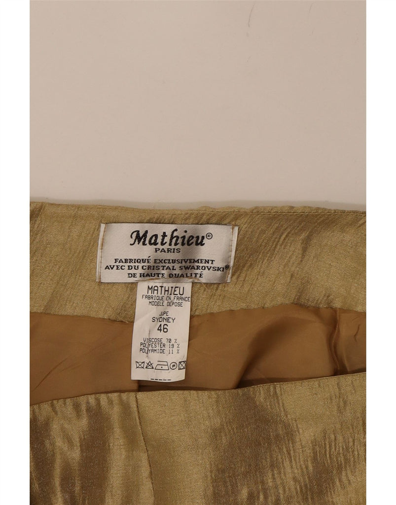 MATHIEU Womens Sydney Trumpet Skirt EU 46 XL W34 L40 Gold Colourblock Vintage Mathieu and Second-Hand Mathieu from Messina Hembry 