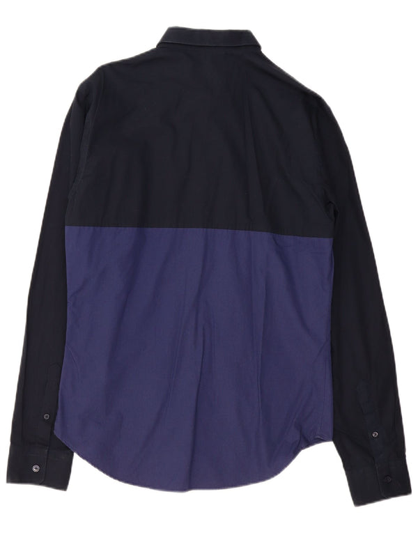 Camicia ZARA da uomo slim fit color block blu navy medio