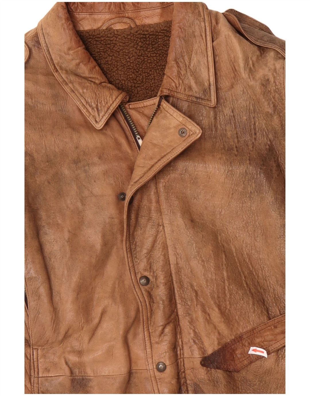 Giacca in pelle militare da uomo VINTAGE UK 42 XL Beige