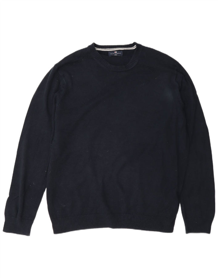 Maglione maglione girocollo da uomo Marks & Spencer blu Harbour XL in cotone blu scuro