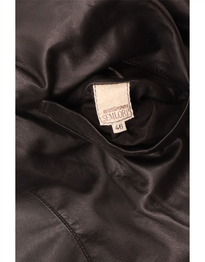 Cappotto vintage oversize in pelle reversibile da donna IT 46 grande nero