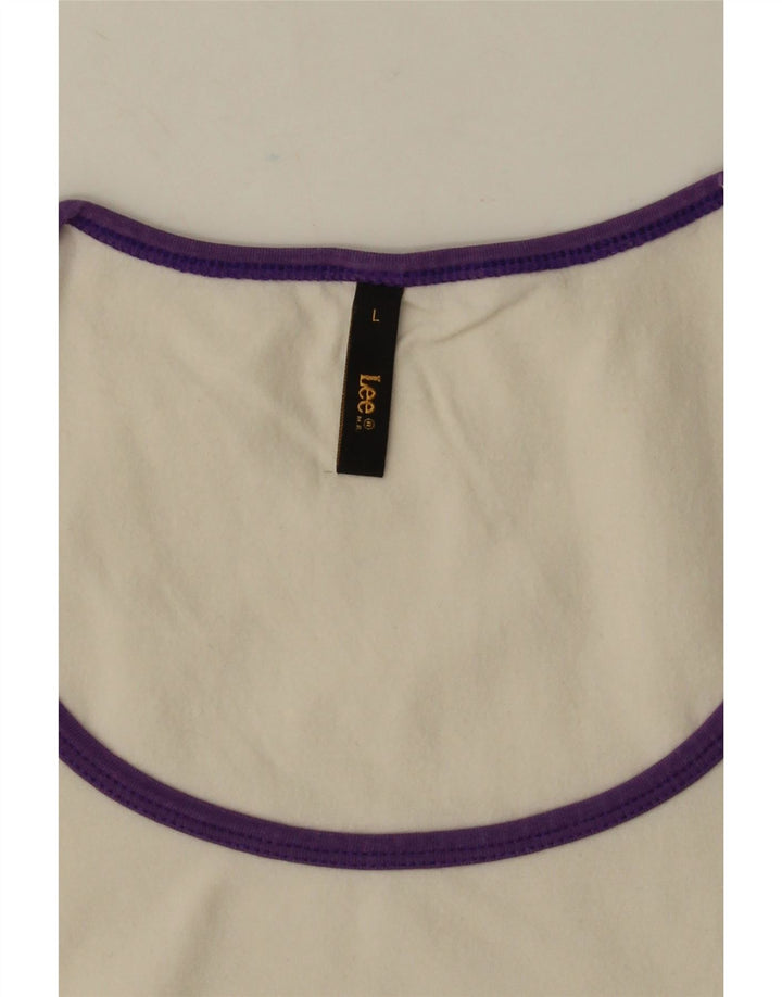 Maglietta corta da donna Lee UK 14 grande cotone bianco