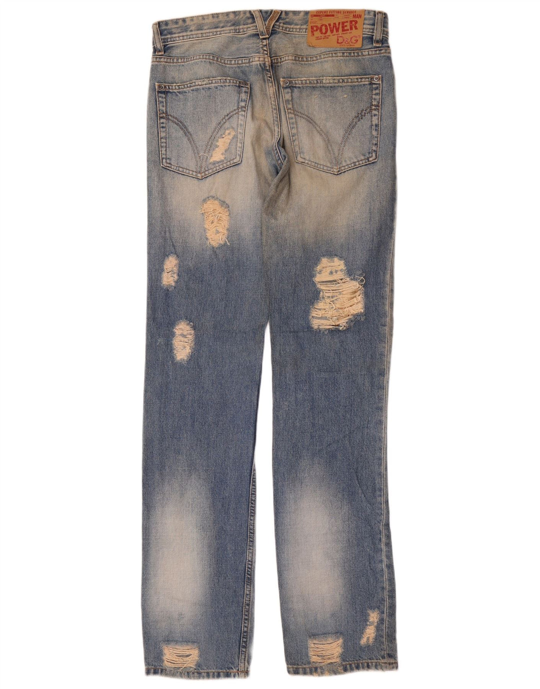 Jeans dritti invecchiati da donna Dolce & Gabbana W32 L37 cotone blu