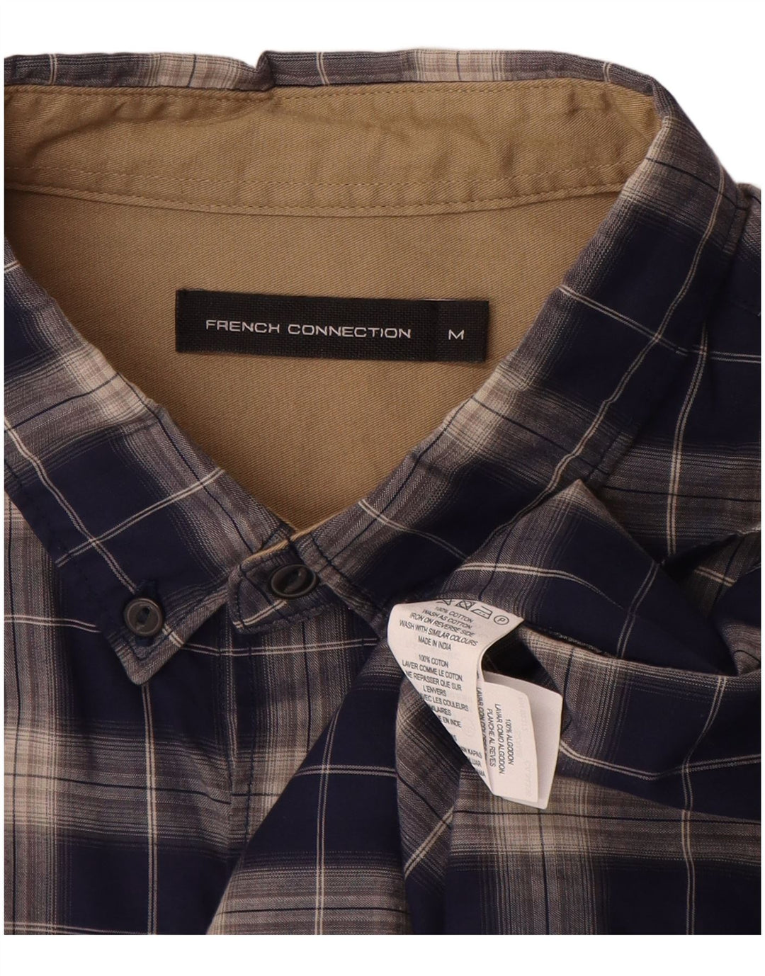 FRENCH CONNECTION Camicia da uomo in cotone a quadri blu navy medio