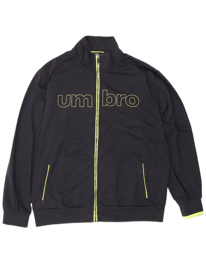 Giacca da ginnastica grafica da uomo Umbro IT 56 XL in cotone nero