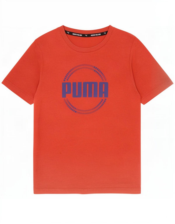 T-shirt grafica Puma da ragazzo, 9-10 anni, in cotone rosso