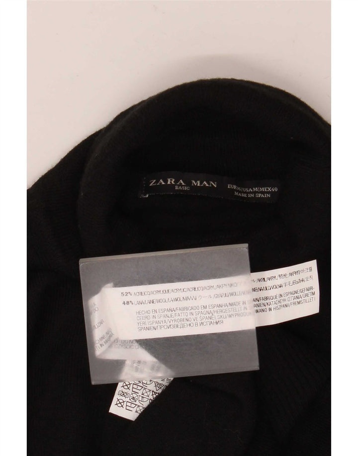 Maglione maglione collo alto da uomo Zara in acrilico nero medio