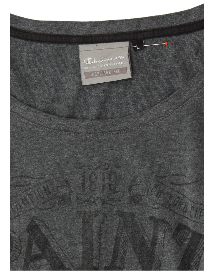CHAMPION T-shirt grafica da donna con vestibilità Heritage UK 14 Large Grigio