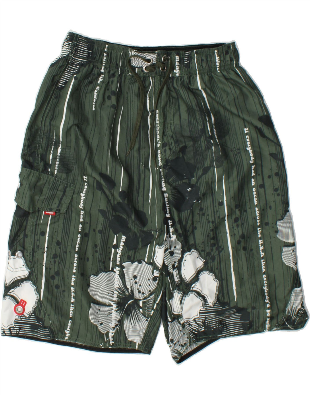 MANGUUN Mens Graphic Swimwear Large  Green Floral Polyester Vintage Manguun and Second-Hand Manguun from Messina Hembry 