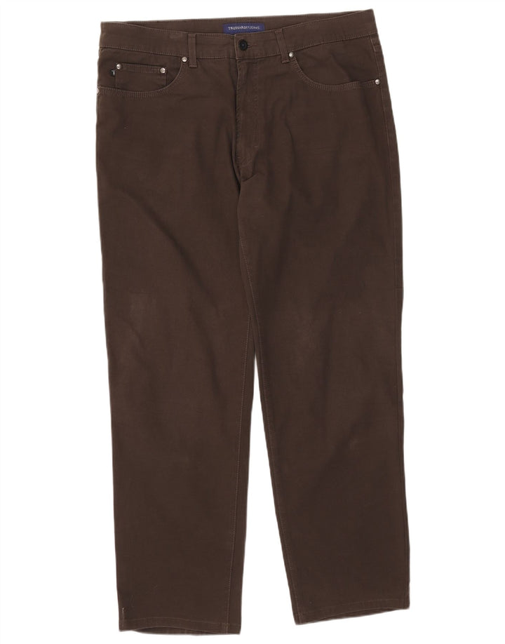 Jeans Dritti Uomo TRUSSARDI W40 L30 Cotone Marrone
