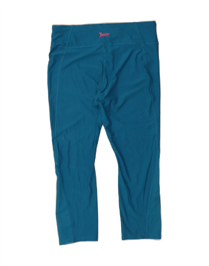 JUICY COUTURE Womens Crop Leggings UK 14 Large Blue Polyester Vintage Juicy Couture and Second-Hand Juicy Couture from Messina Hembry 
