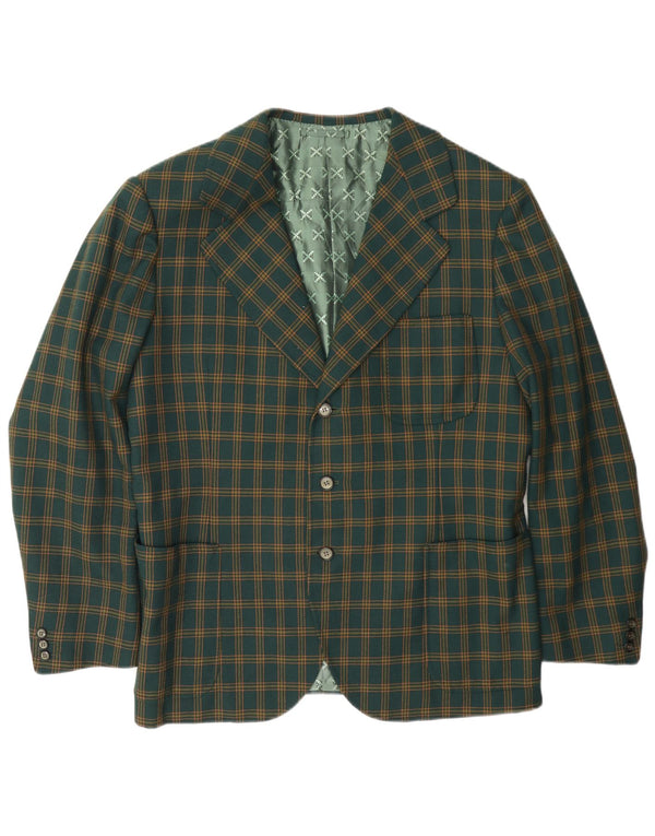 Giacca blazer vintage da uomo a 3 bottoni UK 38 a quadri verde medio