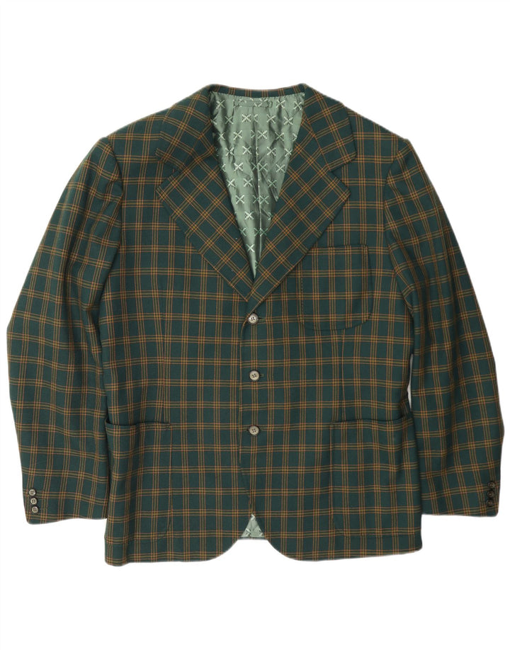 Giacca blazer vintage da uomo a 3 bottoni UK 38 a quadri verde medio