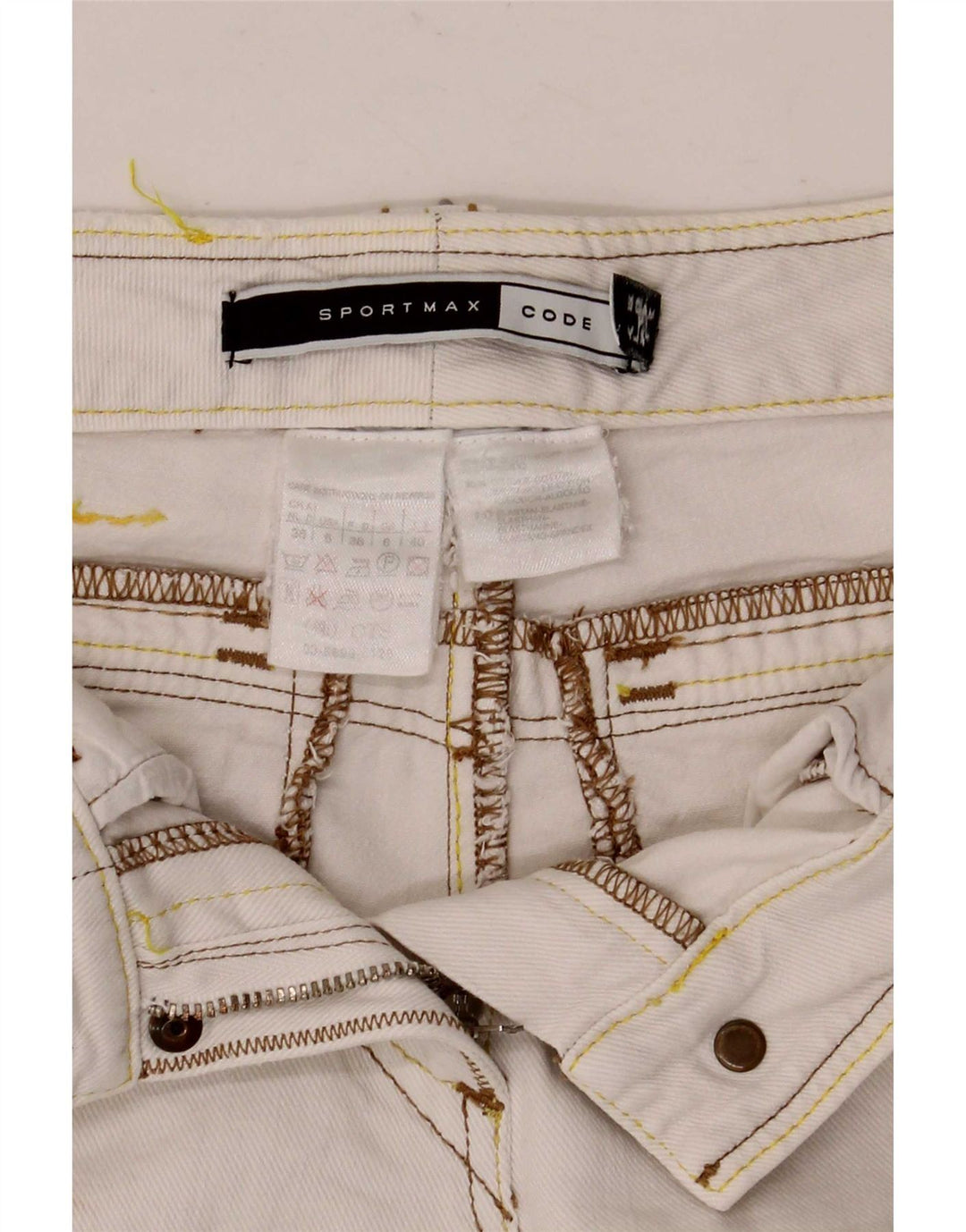 Pantaloncini di jeans da donna Sportmax UK 8 piccoli W27 cotone bianco