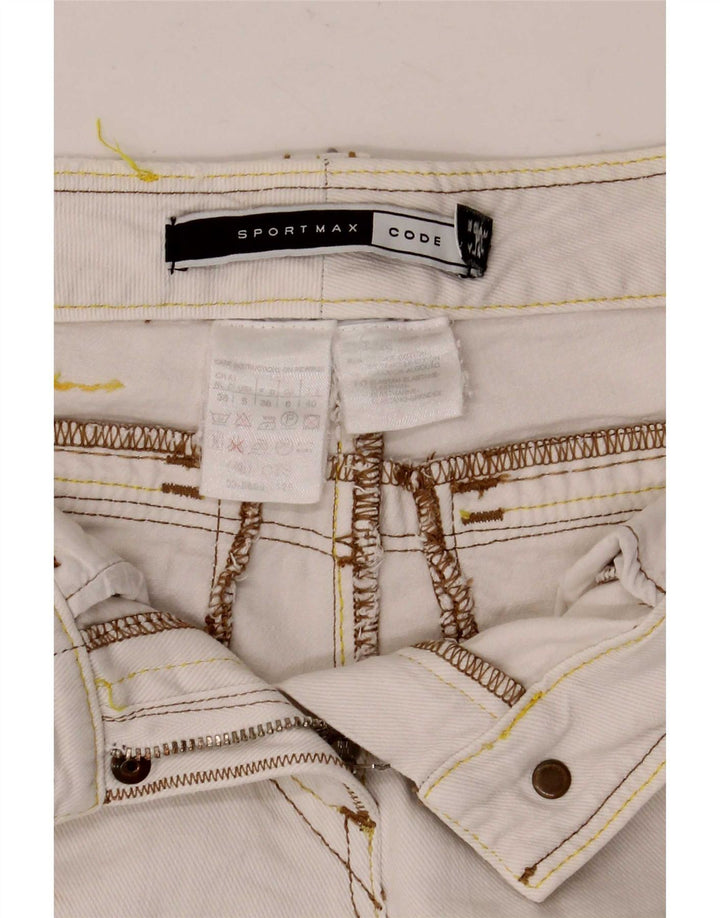 Pantaloncini di jeans da donna Sportmax UK 8 piccoli W27 cotone bianco