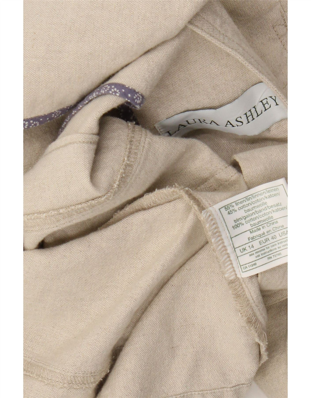 Giacca blazer a 3 bottoni da donna Laura Ashley UK 14 grande lino beige