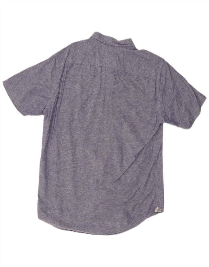 TOMMY HILFIGER Camicia a maniche corte da uomo in cotone screziato blu medio