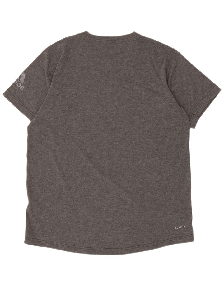 T-shirt grafica Adidas Climalite da uomo, grande, in poliestere grigio