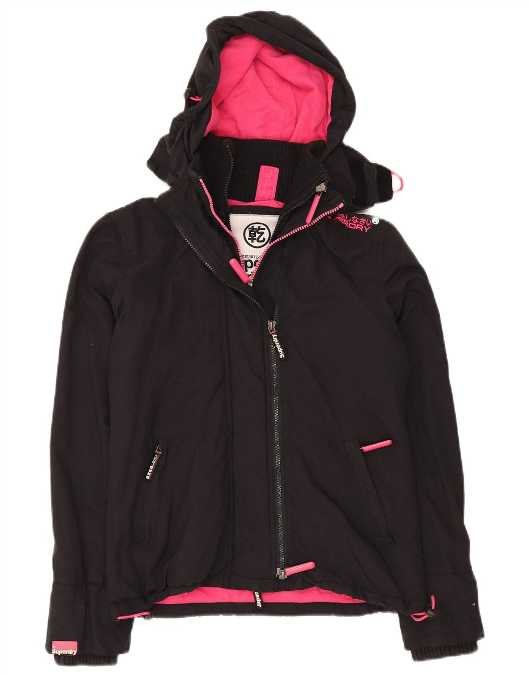 Giacca a vento oversize con cappuccio da donna SUPERDRY UK 6 XS Nera