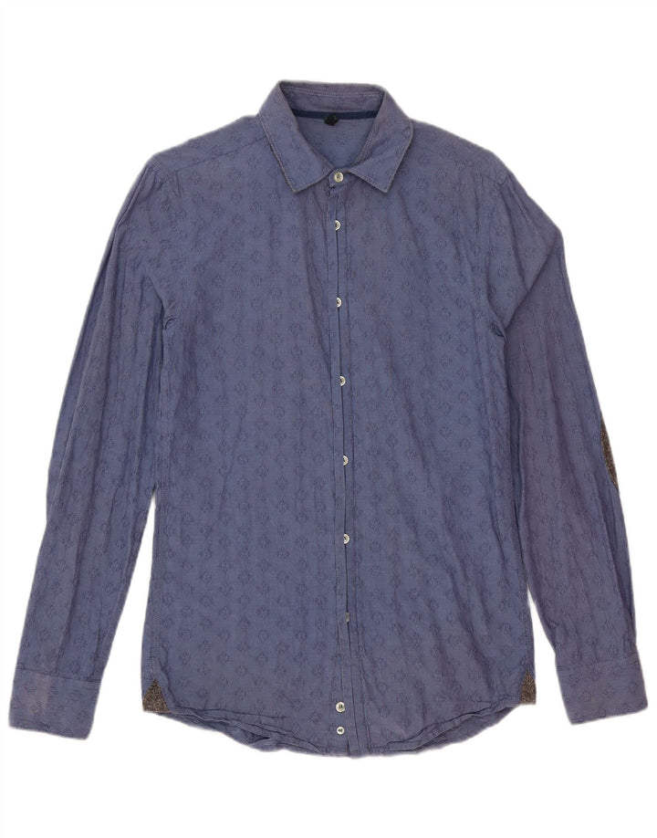 Camicia Benetton Uomo Piccola Blu Navy Geometrica
