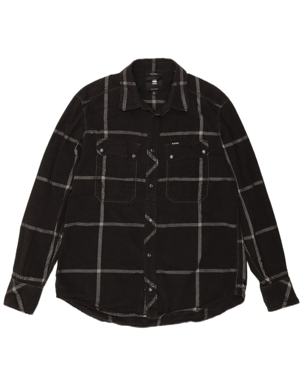 Camicia da uomo in velluto a coste G-Star XL in cotone a quadri neri