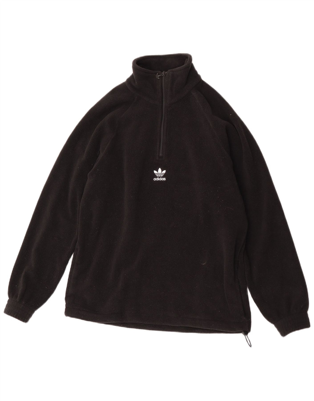 Maglione in pile Adidas da uomo con zip e collo piccolo in poliestere nero