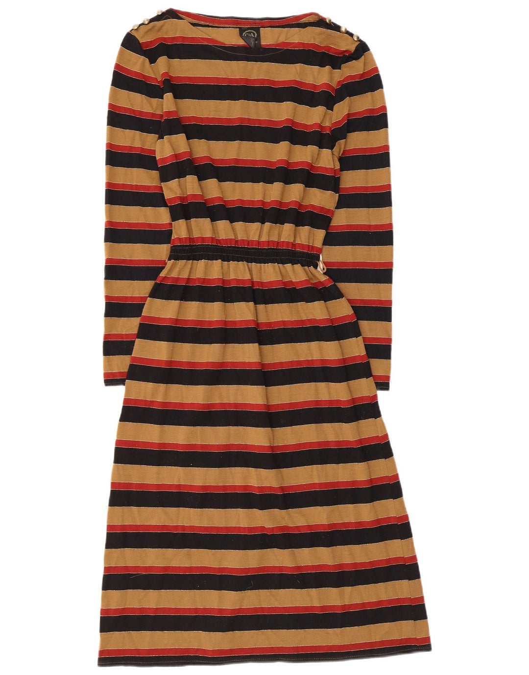 Abito lungo a maniche lunghe da donna C&A EU 38 Acrilico a righe marrone medio