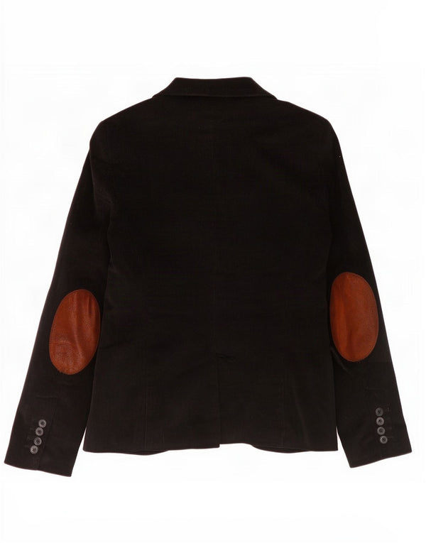 Giacca blazer da donna in velluto a coste a 1 bottone Zara UK 12 cotone nero medio