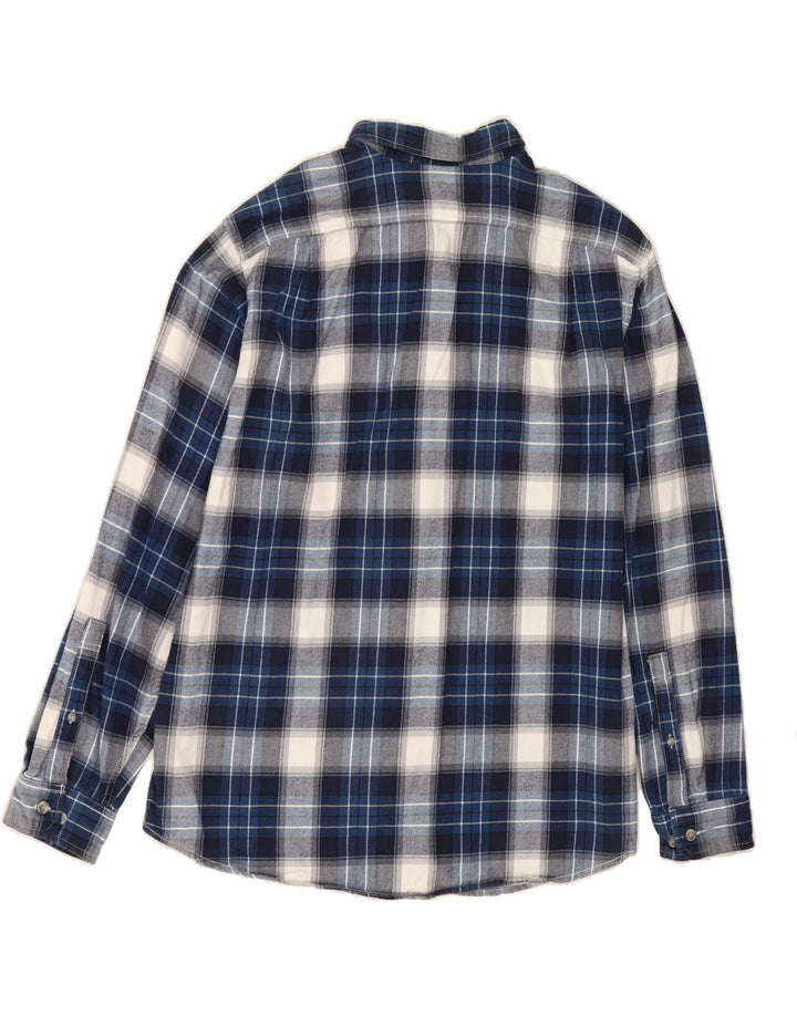 EDDIE BAUER Mens Relaxed Fit Flannel Shirt Medium Navy Blue Check Cotton Vintage Eddie Bauer and Second-Hand Eddie Bauer from Messina Hembry 