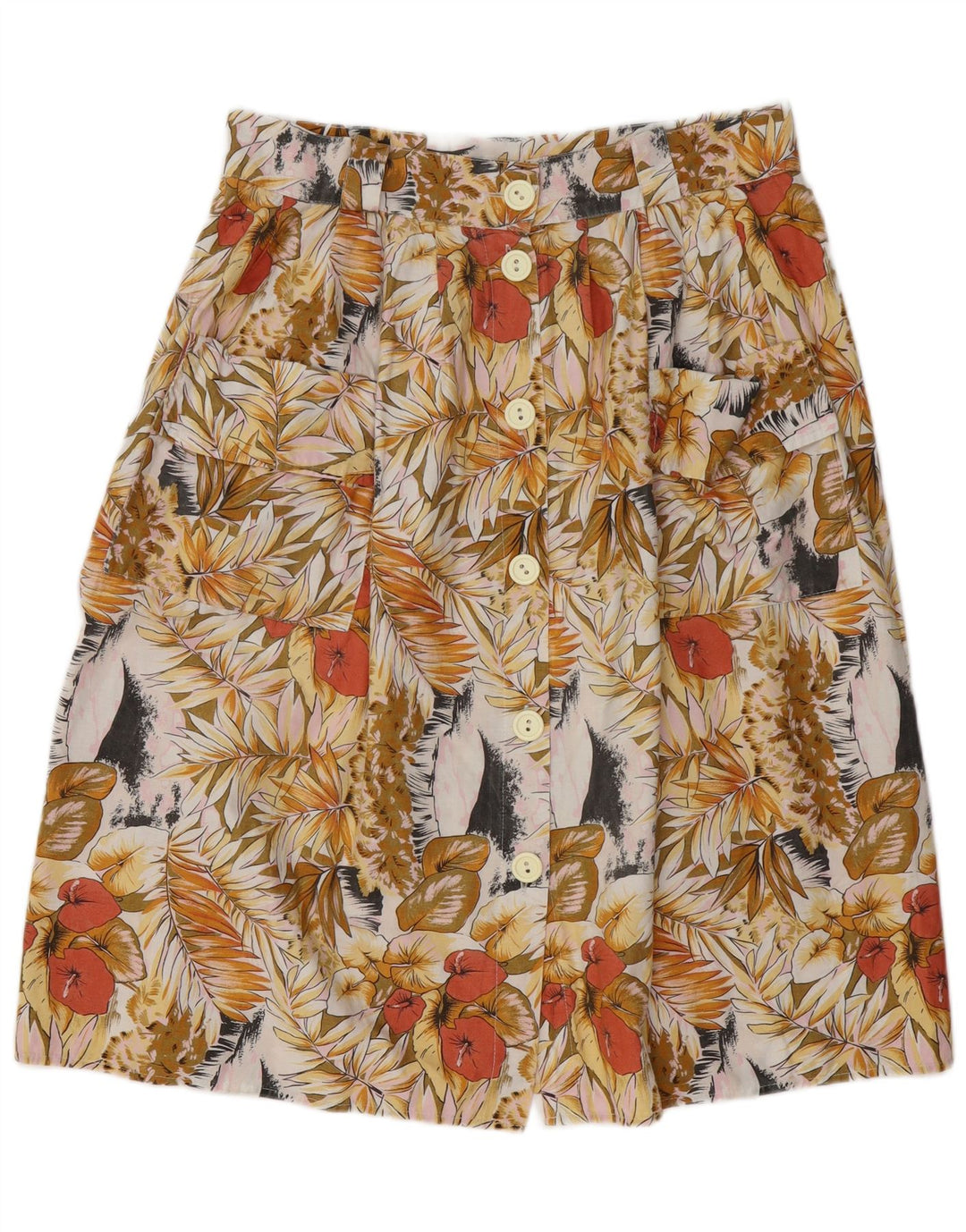 Gonna a trapezio da donna VINTAGE W34 grande floreale multicolore