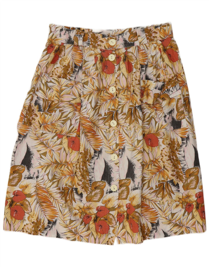 Gonna a trapezio da donna VINTAGE W34 grande floreale multicolore