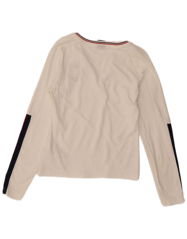 Top corto con grafica Nike da donna a maniche lunghe UK 10/12 Medium White Colourblock