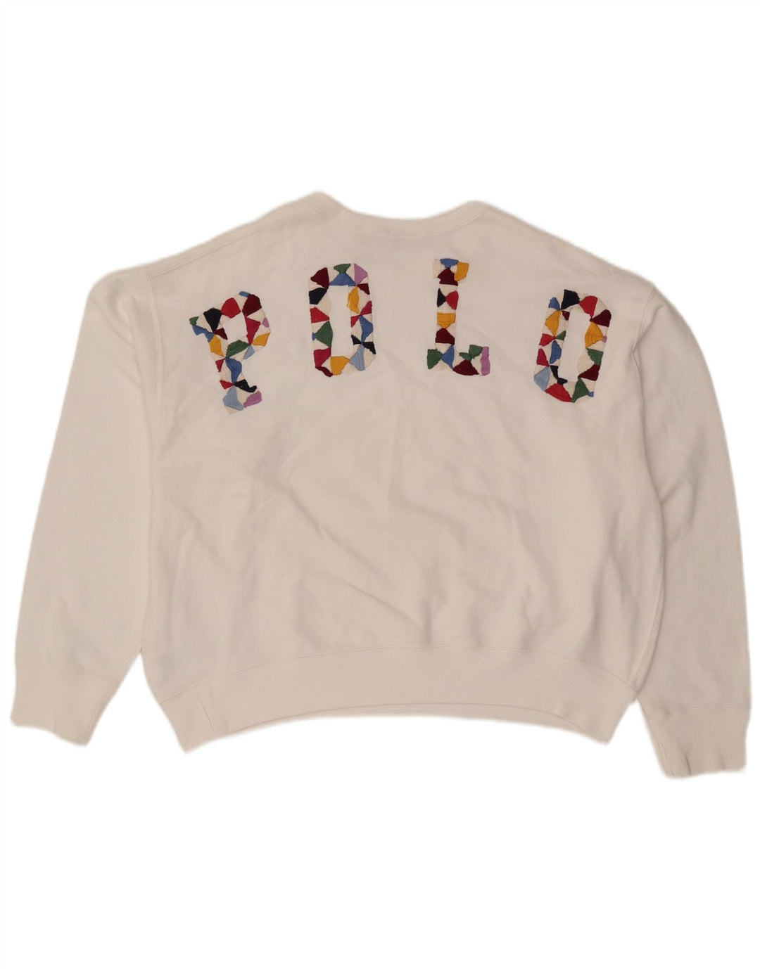 POLO RALPH LAUREN Felpa corta da donna Maglione UK 16 Large Bianco