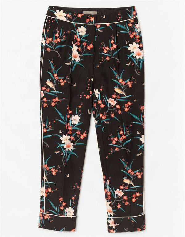 Pantaloni corti slim da donna Oasis UK 8 piccoli W28 L26 neri floreali