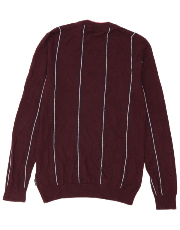 Maglione maglione girocollo da uomo Ted Baker piccolo in lana a righe bordeaux