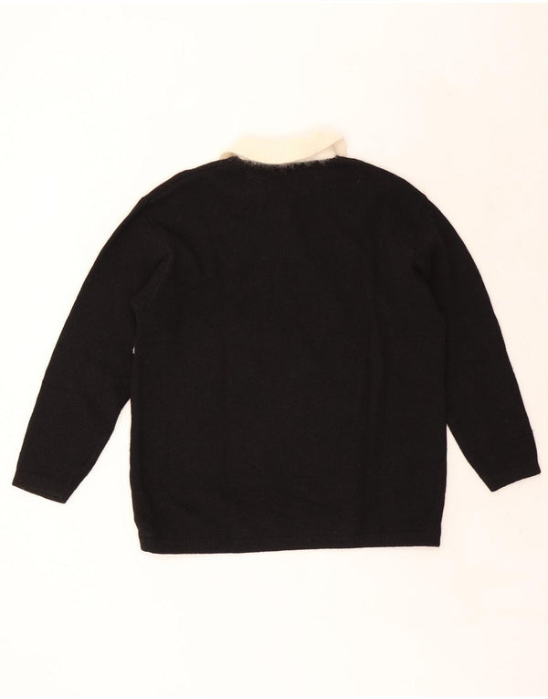 CECILIA BENETTI Maglione da donna con collo alto UK 14 Medio Nero floreale