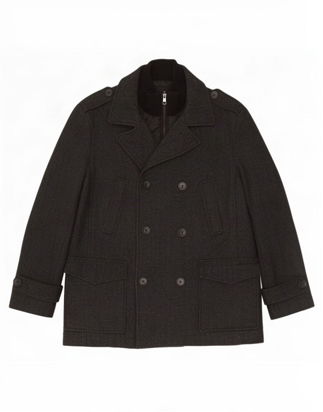 Caban da uomo Calvin Klein UK 40 Large in lana a spina di pesce grigia