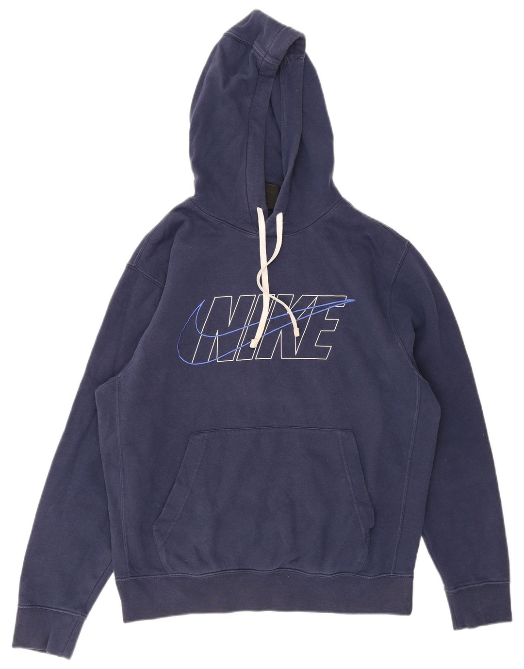 Felpa con cappuccio grafica Nike da uomo in cotone medio blu navy