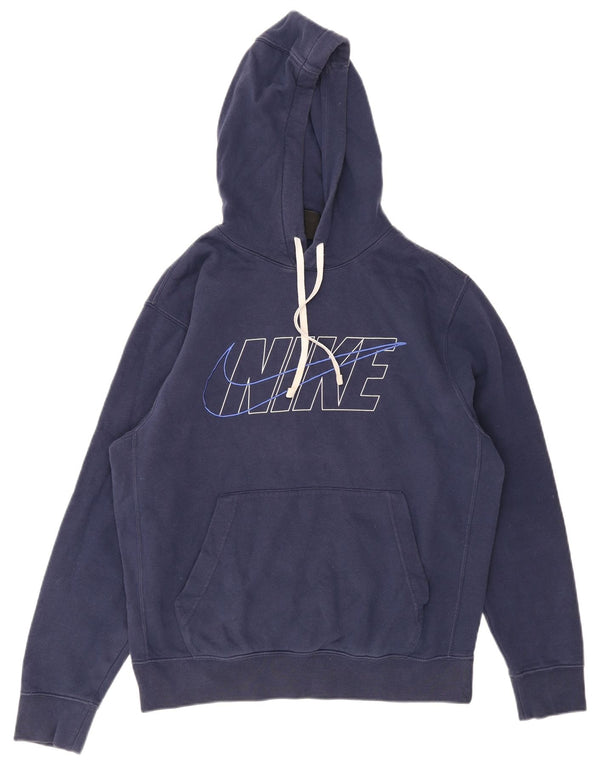 Felpa con cappuccio grafica Nike da uomo in cotone medio blu navy