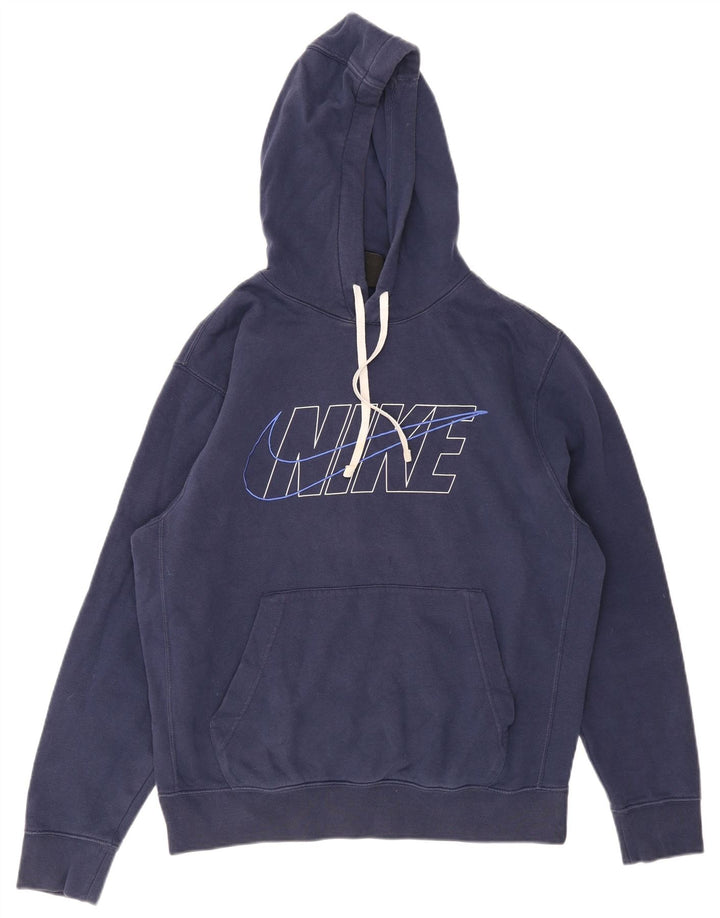 Felpa con cappuccio grafica Nike da uomo in cotone medio blu navy