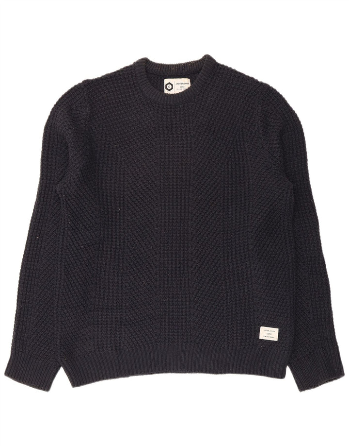 JACK & JONES Maglione maglione girocollo da uomo grande in cotone blu navy