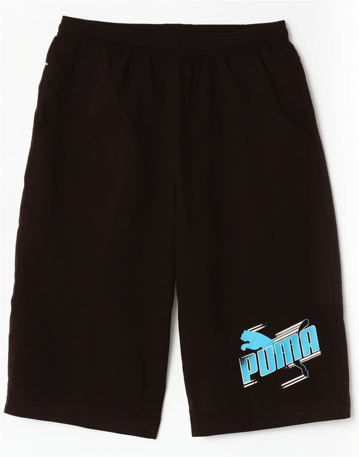 Pantaloncini sportivi grafici Puma da ragazzo 11-12 anni in poliestere nero