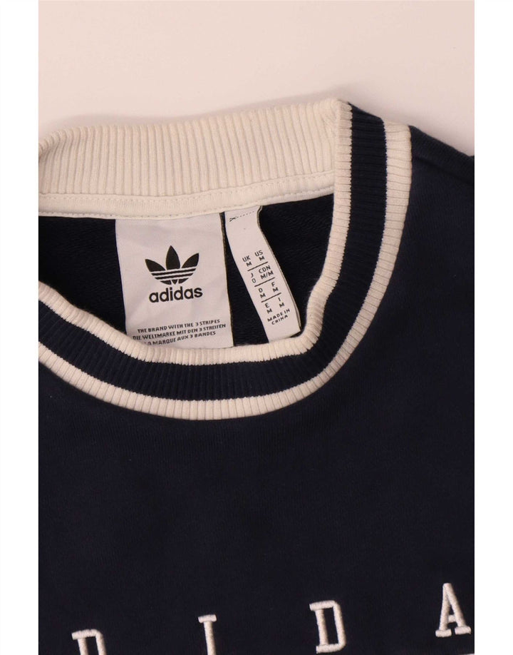 Felpa grafica da uomo Adidas Felpa media in cotone blu navy