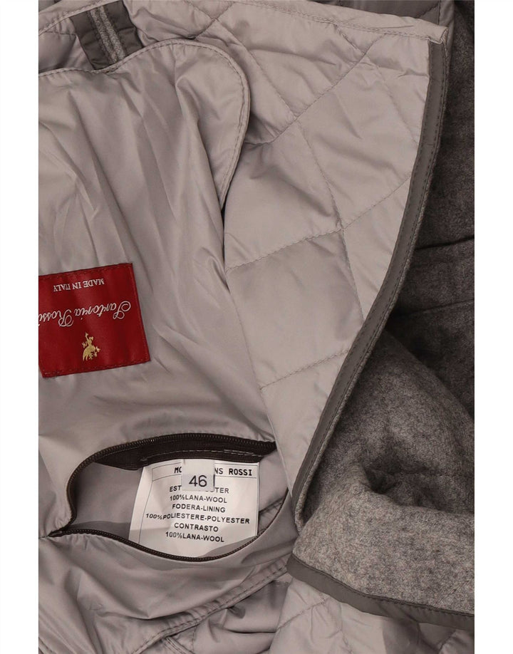 Giacca Blazer Trapuntata da Uomo a 3 Bottoni Sartoria Rossi IT 46 Small in Lana Grigia