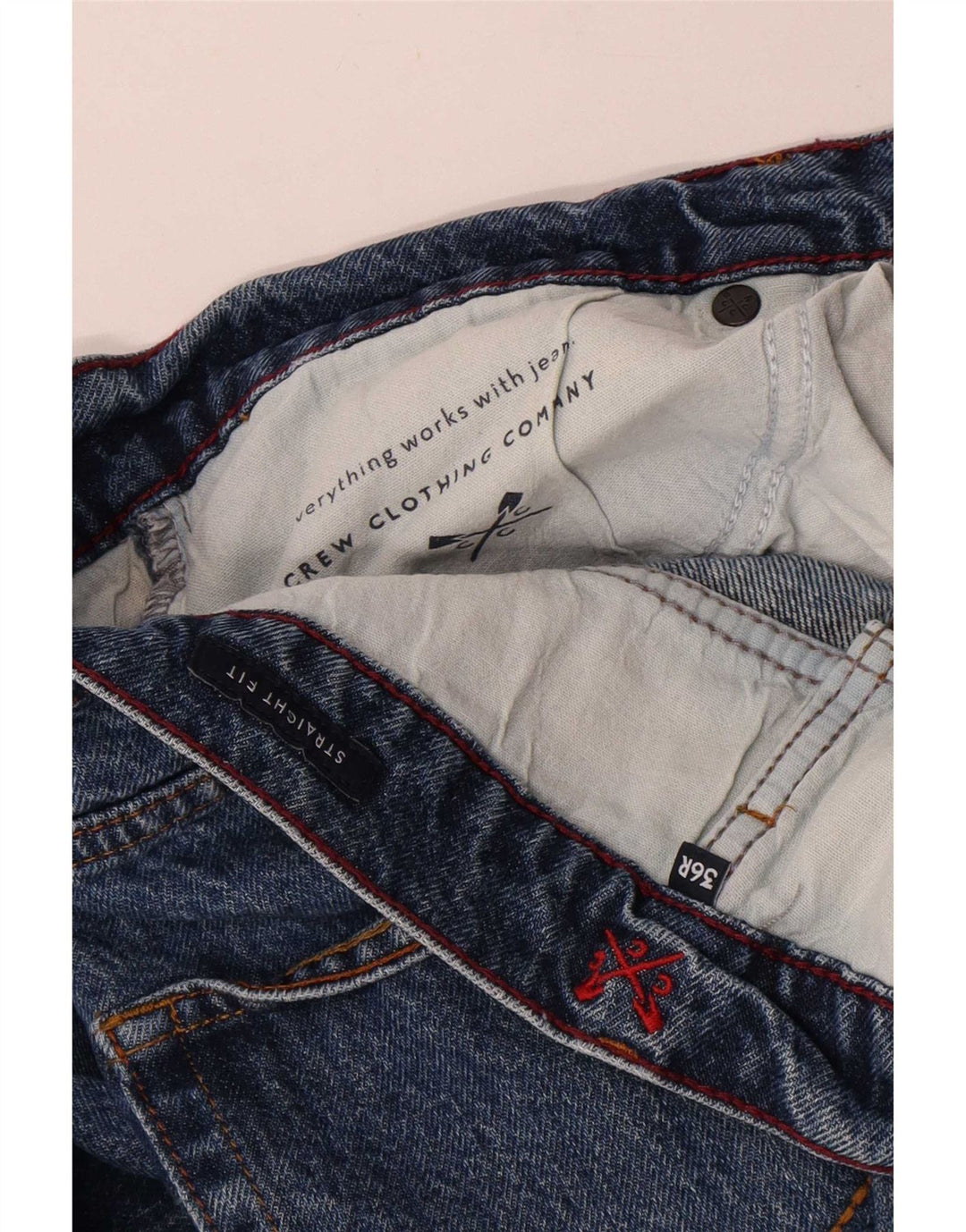 Crew Clothing Jeans dritti da uomo W36 L32 Blu