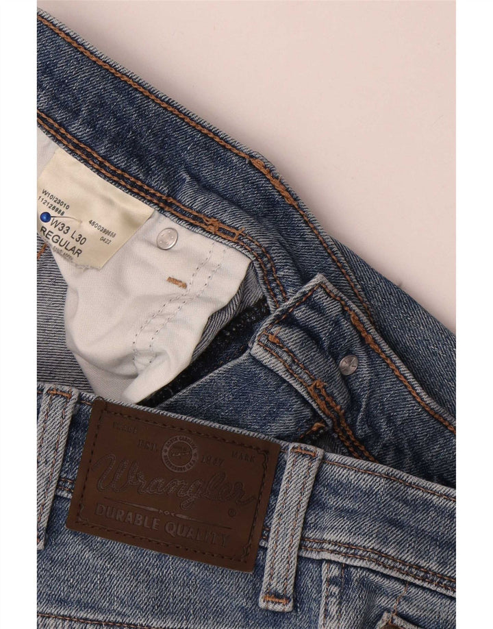 Jeans dritti regolari da uomo Wrangler W33 L30 cotone blu